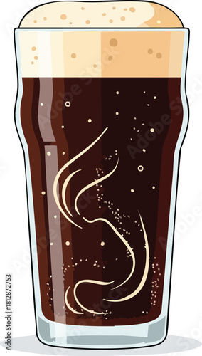 Refreshing Pint of Dark Stout Beer Illustration