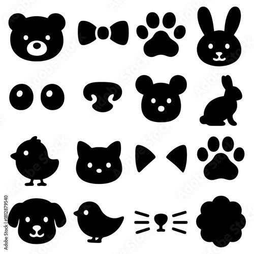 Animal Silhouette Icons Collection: A charming compilation of animal silhouette icons, showcasing diverse creatures and their unique features.