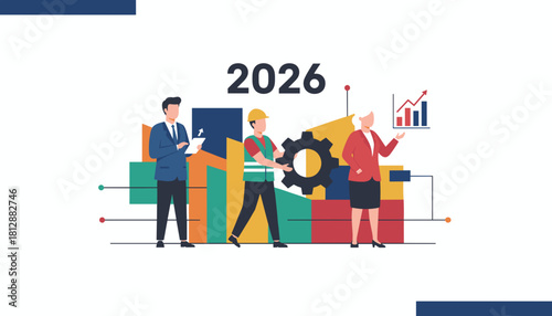 Team collaboration analyzing growth charts and projections for business success in 2026