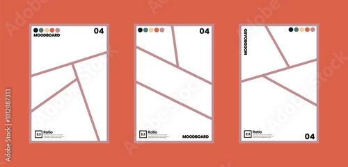 Comic moodboard with four frame layout and color palette in 2:3 aspect ratio