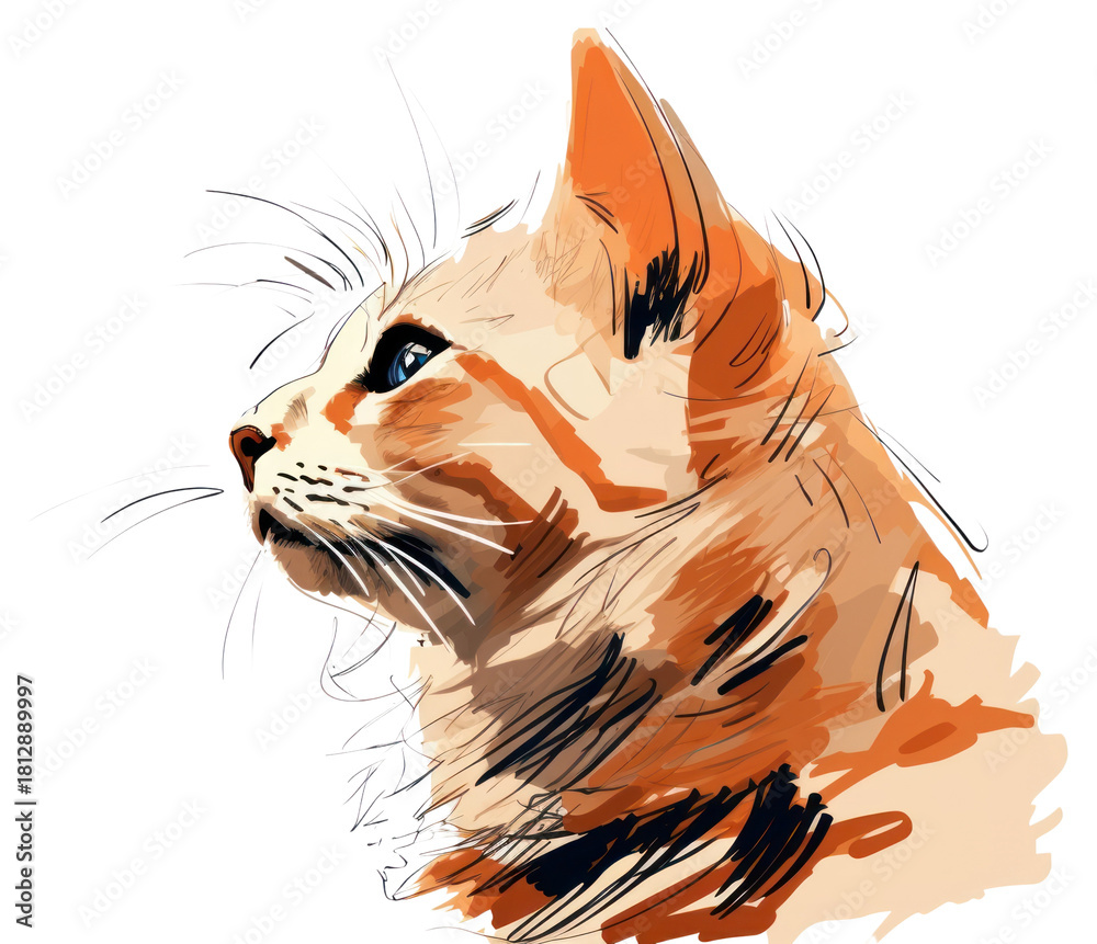 Naklejka premium PNG Cat mammal animal sketch.