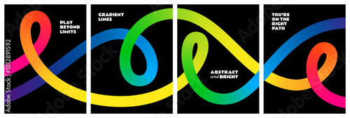 Color Line Gradient Wave. Abstract Rainbow Line Pattern. Vector Background with 3D Color Wave. Curve Gradient Ribbon.