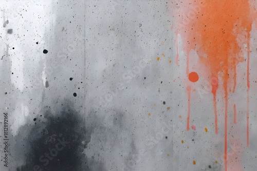 Grunge Concrete With Spray Paint Drips And Stains Urban Street Art Texture Background