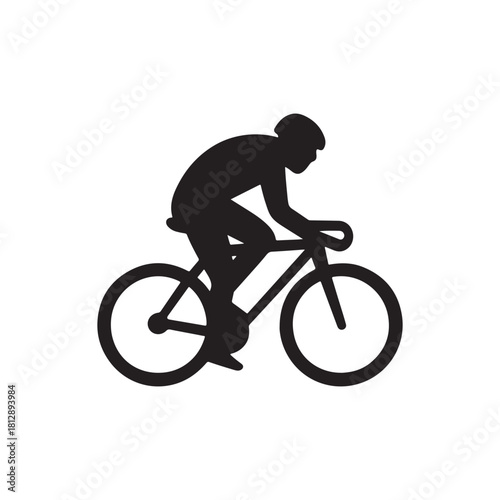 Cyclist Silhouette Vector Icon: Minimalist Black Glyph for Cycling, Bicycle Racing and Sport Design