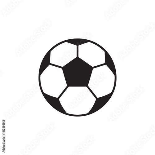 Soccer Ball Vector Icon: Minimalist Black Glyph for Football, Sport and Game Design