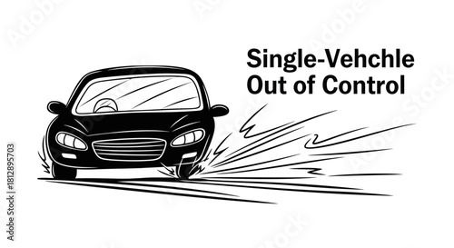 Black and White Car Crash Accident Progression Icons