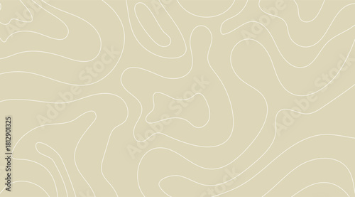 Topographic map, beige and white, flowing lines, contour pattern, background for presentations