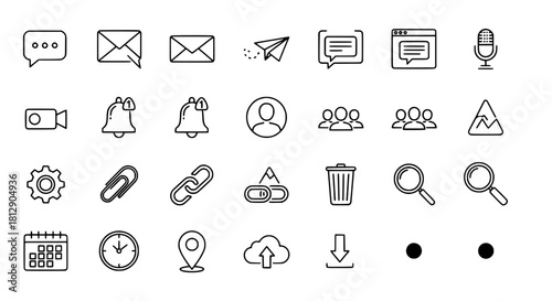 Set of Outline Web Icons for User Interface Design