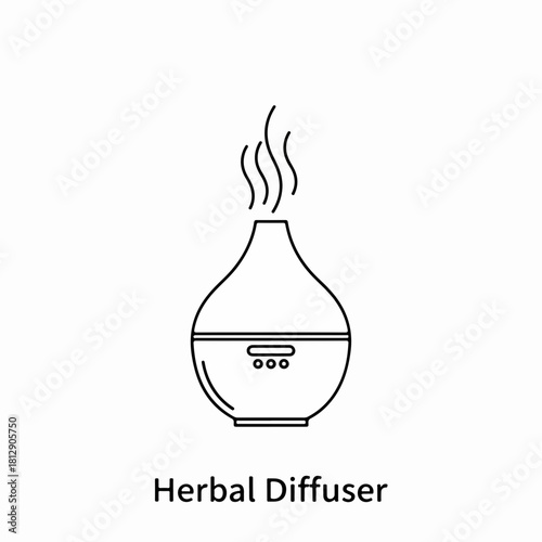 Herbal diffuser line icon for aromatherapy and essential oils vector illustration.