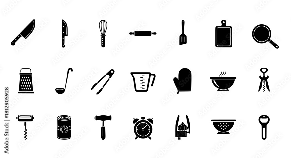 Fototapeta premium Kitchen Utensil Collection Essential Cooking Tools