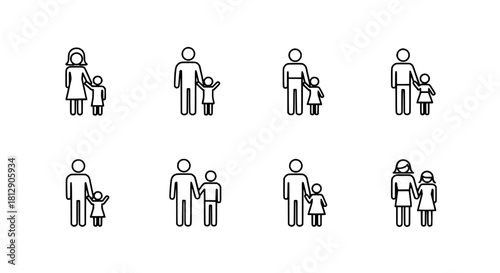 Family Clipart Collection Parents with Children Icon Set
