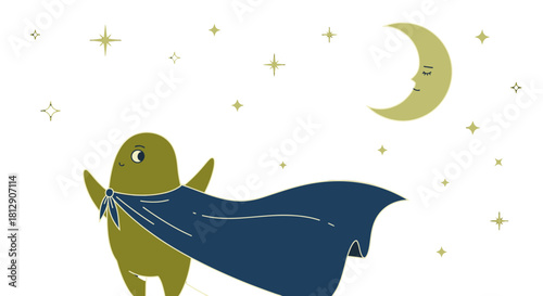 A Cheerful Hero Under The Moonlit Sky Adventures Into The Night To Save The Day