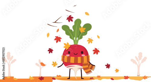 A Cheerful Radish Embraces The Gentle Breezes Of Fall's Colorful Arrival Delightfully