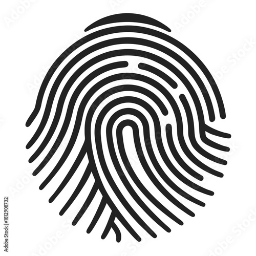 Black Fingerprint Graphic on White Background thumbprint