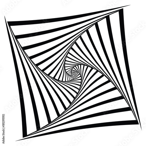 Black and White Optical Illusion Spiral Square vortex
