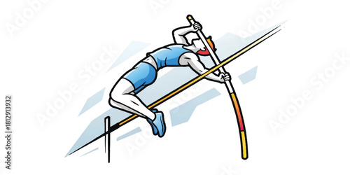 Pole Vault Athlete in Dynamic Jump Illustration