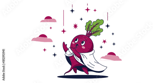 A Delightful Vector Illustration Featuring An Adorable Beetroot In A Dramatic Pose