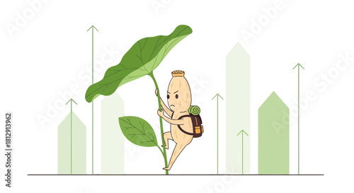 A Determined Adventurer Climbing Towards Success Amidst Charting Positive Growth