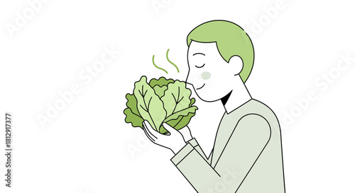 A Person Appreciating A Freshly Harvested Cabbage With Gentle Aroma and Sweet Smell