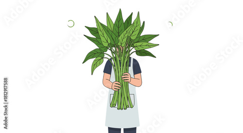 A Person Encased By A Bushy Green Plant With Abstract Background Isolated