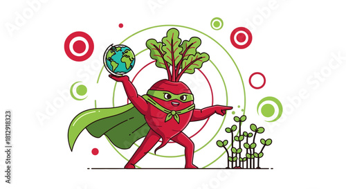 A Plant-Based Superhero Protecting Earth And Promoting Natural, Organic Food Habits