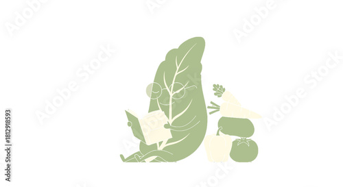 A Leaf Reads, Surrounded By Vegetables, Promoting Healthy Eating Habits
