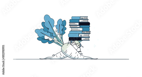 A Smart Radish Carrying Books With Determination Against A Dark Background