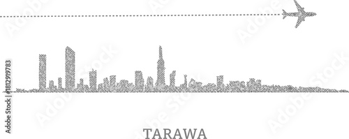 Tarawa Skyline with Airplane and Dash Line