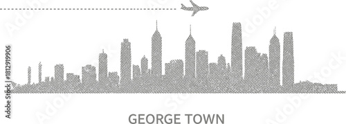 Georgetown skyline with airplane