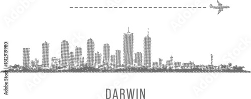Darwin City Skyline with Airplane Icon