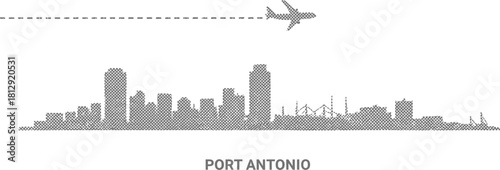 Port Antonio Skyline with Airplane and Dash Line Trajectory
