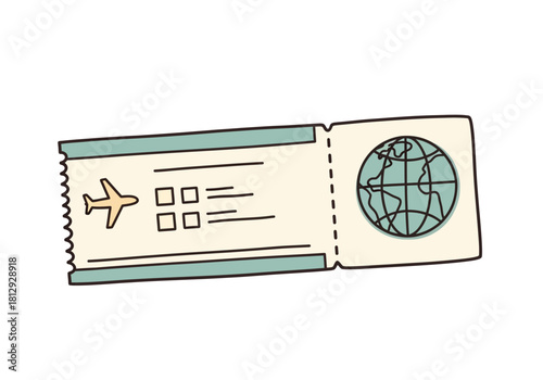 Hand-Drawn Aesthetic Boarding Pass Icon | Minimalist Travel Ticket Vector Art