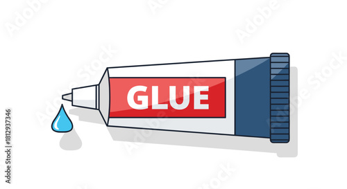 Handy tube of glue with a drop perfect for crafts DIY projects and school supplies making everything stick together with ease and precision, Generative AI.