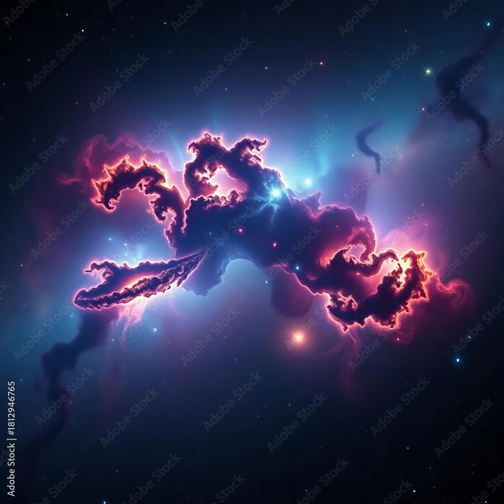 Fototapeta premium Vast, deep space with nebulae, stars, and galaxies glowing, infinite, background