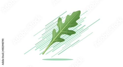 Abstract Arugula Leaf Composition on Black Background Designed in a Modern Style