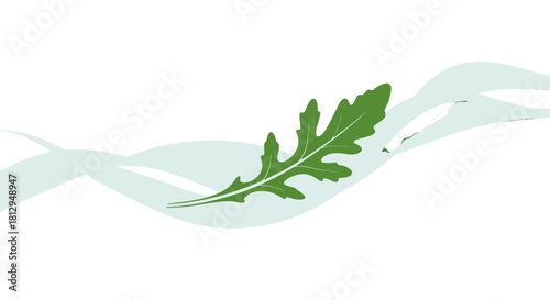 Abstract Composition Featuring Arugula Leaf Amidst Artistic Wavy Light Elements