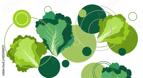 Abstract Composition Featuring Fresh Green Lettuce Against a Dark Background