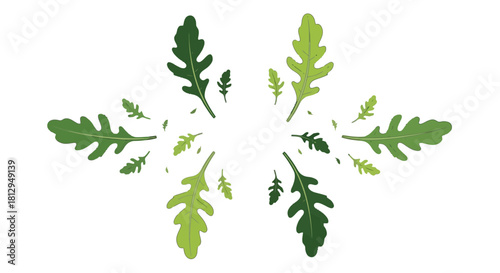 Abstract Foliage Arrangement Against Dark Backdrop, Organic Greenery Illustration