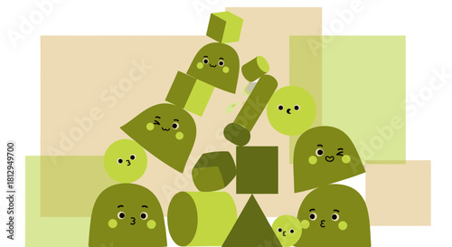 Abstract Shapes Adorable Animation For Children Games And Storytelling Illustration