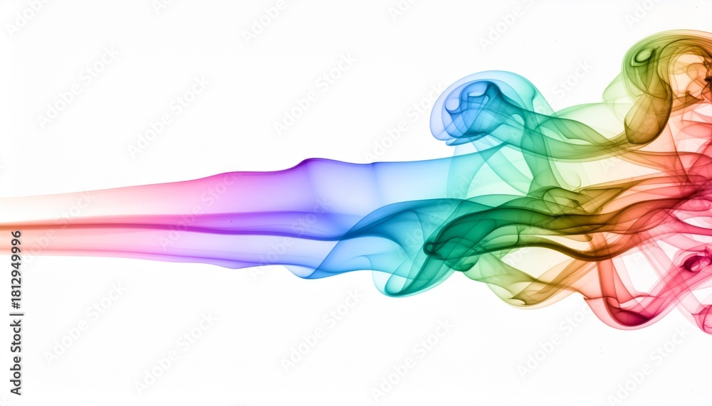 Fototapeta premium The Rising Plume. Abstract Background of Rainbow. An abstract 3D rendering of a single delicate plume of rainbow smoke rising gracefully from the bottom of the frame. 