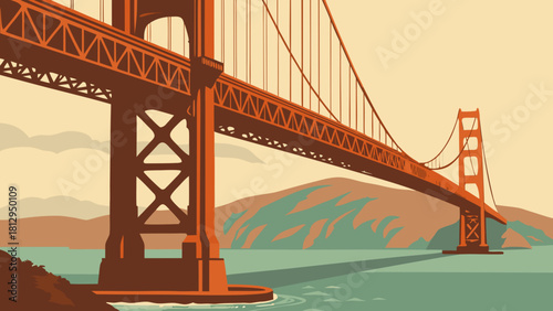 Golden gate bridge in san francisco shines in the sun. Perfect for showcasing iconic landmarks, travel websites, and architectural marvels.