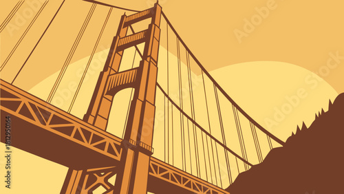Golden gate bridge vibrant icon in san franciscos skyline. Stunning photograph suitable for travel brochures, city guides, and posters.
