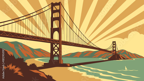 Ideal for travel brochures and websites, this stunning photo captures the iconic golden gate bridge against a picturesque backdrop. Majestic and mesmerizing.