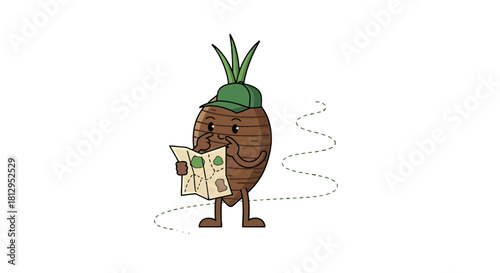 Adventurous Root Vegetable Exploring With Map On A Journey Of Location Discovery