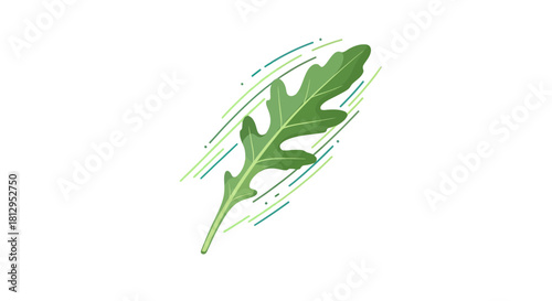 Arugula Leaf Depicted With Abstract Strokes Against A Solid Black Background
