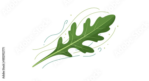 Arugula Leaf Digital Illustration Abstract Against A Black Background Design Concept