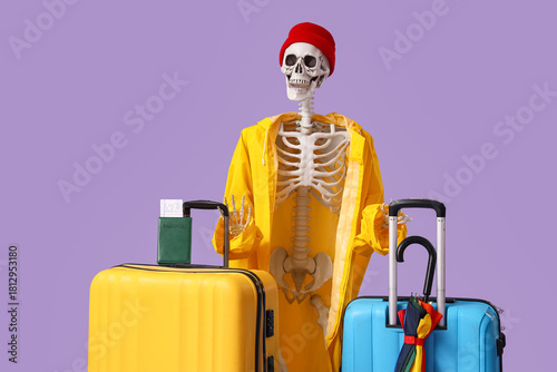 Human skeleton in raincoat ...