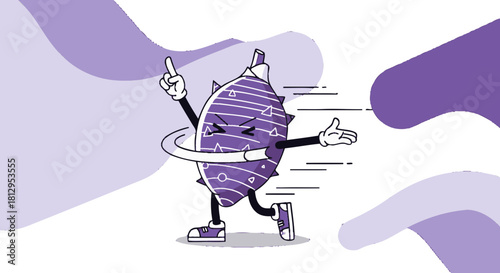 Animated Grotesque Embodiment Featuring Dynamic Poses Against Decorative Background