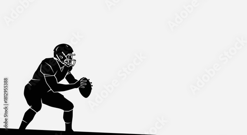 American football player silhouette ready to throw the ball, a dynamic display of athleticism and focus for sports designs and motivational themes