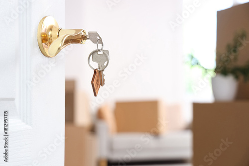 Key from house in door lock...